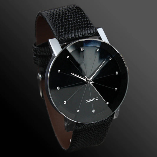 Diamond Glass Leather Watch
